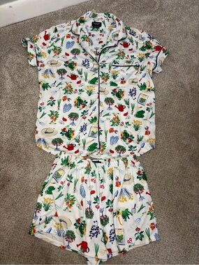 kate spade Gardening Button Down Pajama Set with Shorts summer Small